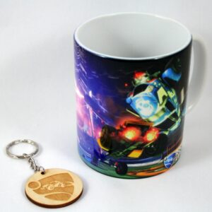 Taza rocket league con el llavero