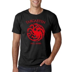 Targaryen Fire and Blood - Camiseta Negra Manga Corta